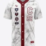 Custom Pinstripe Full-Button Baseball Jersey front view