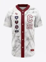 Custom Pinstripe Full-Button Baseball Jersey front view