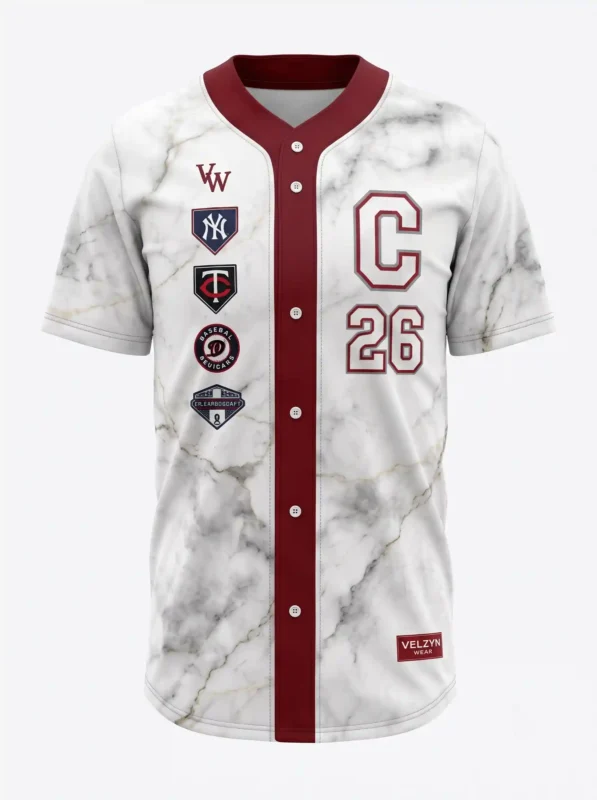 Custom Pinstripe Full-Button Baseball Jersey front view
